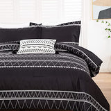 WONGS BEDDING Black Comforter Set King Size (104"x 90"), Reversible Boho Striped Bedding Set for King Bed - 3 Pieces (1 Comforter + 2 Pillowcases), Soft Microfiber Down Alternative WONGS BEDDING