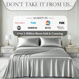 DECOLURE Satin Bed Sheets - 4 Piece Luxury Silky King Size Bedding Set - Softer Than Silk, Wrinkle-Free with 15” Deep Pocket Fitted Sheet, Perfect for Hair & Skin, Gifts for Women (Grey) DECOLURE