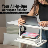 Zaqei Model 2026 Adjustable Height Rolling Desk with Wheels Portable Compact Laptop Table Mobile Workstation for Study Office Small Space Standing Desk Ergonomic Writing Surface Modern Home Furniture Zaqei