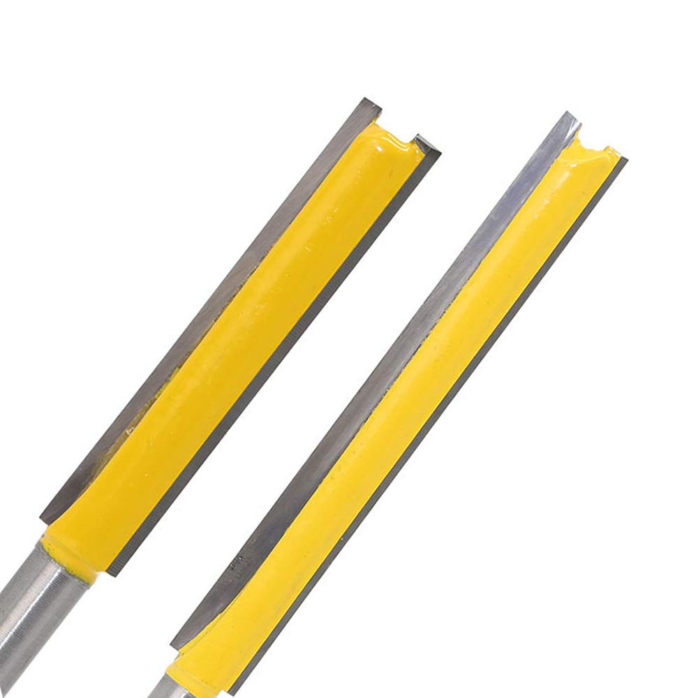 Mesee Set of 2 Pieces Extra Long Straight Router Bit Set, 1/4-Inch Shank Double Flute Straight Grooving Bits Trimming Cutter Woodworking Milling Tools with 2" & 3" Cutting Height Mesee
