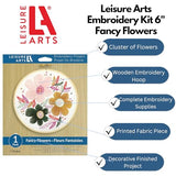 LEISURE ARTS Embroidery Kit 6" Fancy Flowers - Embroidery Kit for Beginners and Adults, Cross Stitch Kits with Patterns, DIY Starter Set for Seasonal Craft Projects