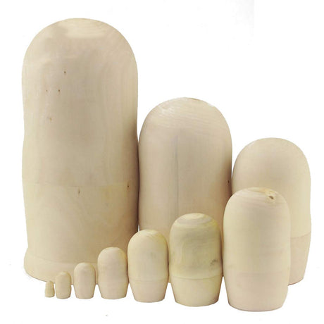 Moonmo 10pcs Beautiful Handmade DIY Blank Wooden Russia Nesting Dolls Gift Russian Nesting Wishing Dolls DIY Craft Matryoshka Traditional. Moonmo