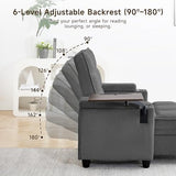 Oversized Recliner Chair with Swivel Tray Table, Modern Tufted Linen Fabric Single Sofa with Cup Holders & USB Port, 660 LBS Heavy Duty Reclining Chair for Living Room, Home Theater & Bedroom (41.7'')