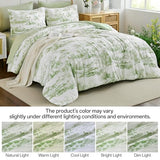 Green Comforter Set Full Size 7 Pieces, Elegant French Toile Botanical Bed in a Bag, Soft Microfiber Farmhouse Complete Bedding Set for All Season WONGS BEDDING