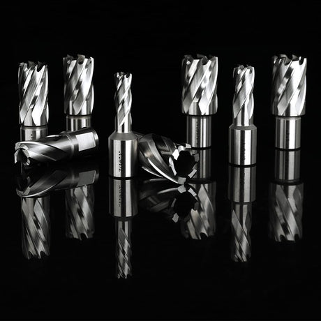 OSCARBIDE Annular Cutter Set 13pcs 3/4"Weldon Shank 1"Cutting Depth and 7/16 to 1-1/16 inch Cutting Diameter Mag Drill Bits for Magnetic Drill Press with 2 pcs Pilot Pins OSCARBIDE