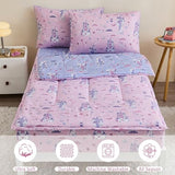 Anibedding 3Pcs Zip Up Bedding Comforter Set for Girls, Pink Castle All in One Zipper Twin Bedding Set with Pillowcase for Kids Anibedding