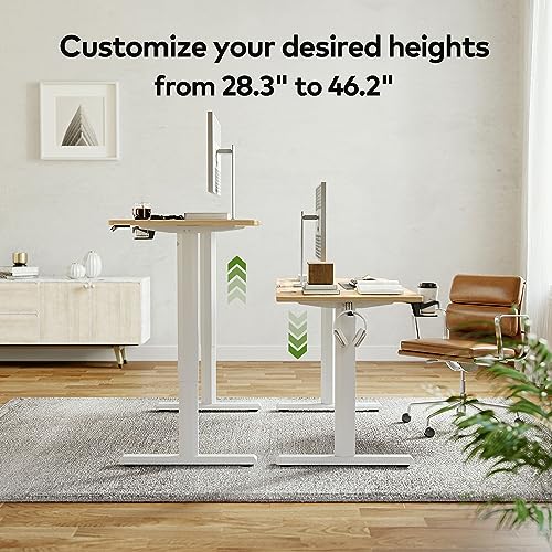 FEZIBO Height Adjustable Electric Standing Desk, 63 x 24 Inches Stand up Table, Sit Stand Home Office Desk with Splice Board, LightRusticbrown FEZIBO