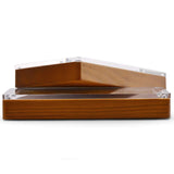 Oirlv Solid Wooden Glass Top Jewelry Display Case,Wooden Small Jewelry Tray for Collectibles Home Organization Accessories Storage Box with Lid(Grey) Oirlv