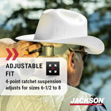 Jackson Safety Cowboy Hard Hat - Western Outlaw Style Construction Helmet with Full Brim Sun Shade - ANSI Z89.1 & OSHA Compliant - (Multiple Colors) JACKSON SAFETY