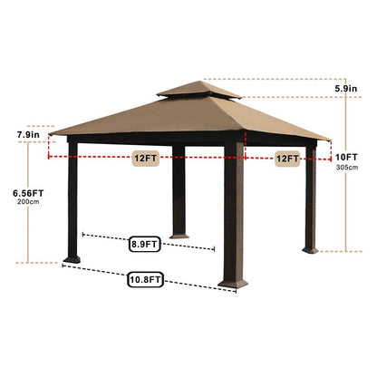 EliteShade USA 12x12 feet Titan Patio Outdoor Garden Backyard Gazebo with Ventilation and 5 Years Non-Fading,Cocoa