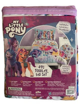 My Little Pony 4 Piece Toddler Bedding Set - Includes Quilted Comforter, Fitted Sheet, Top Sheet, and Pillow Case - My Little Pony Character Design for Toddler Bed My Little Pony