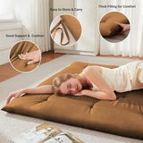 Mollydot Japanese Floor Futon Mattress Queen Size 60"x 80", Foldable Bed Mattress, Portable Tatami Mat Sleeping Pad, Folding Futon Cushion, Roll Up Floor Lounger for Guest Room Dormitory (Brown) Mollydot