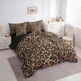 Erosebridal Leopard Print 7 Piece Bedding Set Queen Cheetah Decor Comforter Set with Sheets Geometric Modern Bed in A Bag African Safari Animal Bed Sets with 2 Pillowcases, 2 Throw Pillow Covers Erosebridal