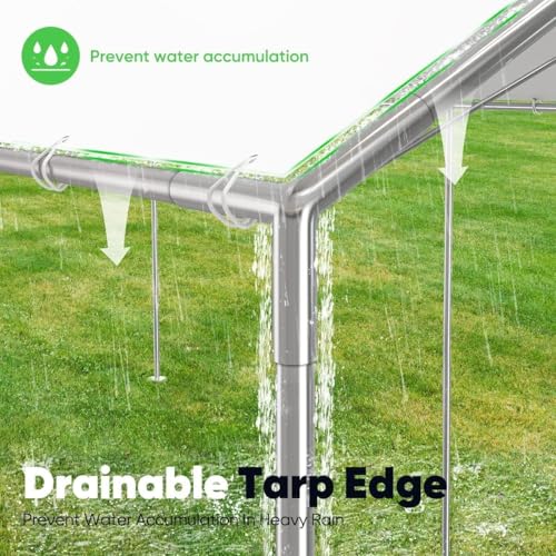 Quictent 10x20 ft Heavy Duty Car Canopy Galvanized Frame Carport Outdoor Party Tent Boat Shelter with 3 Reinforced Steel Cables - White Quictent