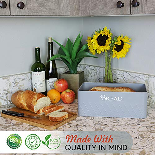 Baking & Beyond Space-Saving Bread Box with Bamboo Cutting Board Lid,13"x7.5"x5" for Kitchen Countertop, Bread Storage Container Holder, Bread Keeper Bin - Fresh Loaves BB BAKING & BEYOND