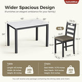 Sophia & William 5 Piece Dining Table Set for 4, Faux Marble Kitchen Table and Chairs Set, Solid Wood Farmhouse Dinner Table Set,Venatino White Marble & Black Sophia & William