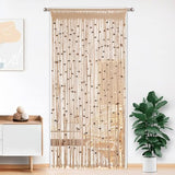 BECHAEO Macrame Beaded Curtain Boho Handmade Cotton Door String Curtain for Doorway Window Wooden Beads Hanging Hippie Room Divider Closet Bedroom Privacy Decor, 2 Panels 79" x 35" BECHAEO