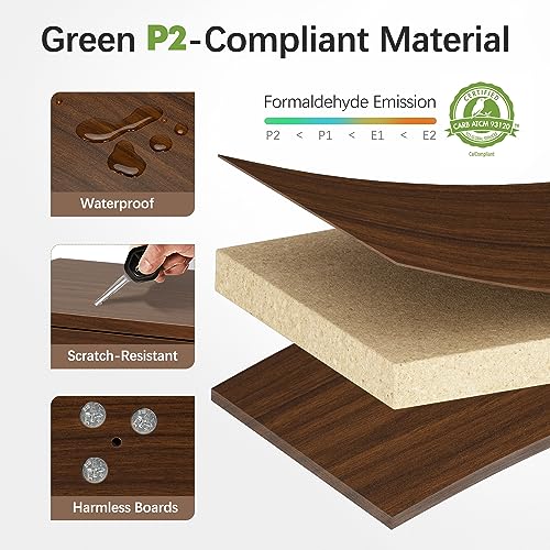 JAXPETY Nightstands Set of 2, Night Stand with Drawer, Floating Nightstand with Open Storage Shelf, Wall Mounted Wood Bedside Tables, End Table, Side Table, for Bedroom, Brown Walnut JAXPETY