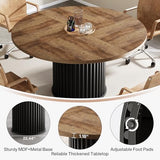 Tribesigns 47-Inch Round Conference Table, Meeting Table for 4-6 People, Small Office Desk with Sturdy MDF + Metal Base, Perfect for Conference Room or Small Workspaces, Brown + Black Tribesigns