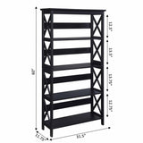 Convenience Concepts Oxford Bookcase 31.5" - 5-Tier Farmhouse Bookcase for Living Room, Modern Family Room Media & Display Storage Organizer for Home Office Library, Tall Shelving Unit, Black Convenience Concepts