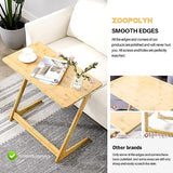 Zoopolyn Tv Tray Table Bamboo Tv Dinner Table Z Shaped end table for Sofa Couch Laptop Living Room Bedroom Natural Zoopolyn