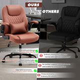 Nexthro Executive Office Chair PU,Leather Office Chair with Wheels,360° Swivel Rolling Chair with Padded Arms,Ergonomic Computer Chair with Lumbar Support for Short People Use(Brown) Nexthro