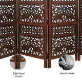 Room Divider Wood Screen - Elephant Hathi Walnut Brown - 4 Panel Fording 72x80 - Intricate Carved Room Décor Boho Portable Partition Privacy Screen Small Spaces Reversible Freestanding - COTTON CRAFT COTTON CRAFT