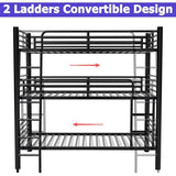ZVXKLP Heavy Duty Metal Triple Bunk Bed,Triple Twin Bunk Beds for Kids and Adults,Separates Into 3 Beds,Tripple 3 Bed Frame with 2 Ladders & No Box Spring Needed,Weight Capacity: 450 LBS ZVXKLP