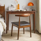 Cttasty Solid Wood Computer Desk with Drawers, Modern Writing Desk for Home Office, Mid Century Modern Desk, Oak Study Table, 35.4x19.9x29.5 inches (Single Drawer), Walnut Cttasty
