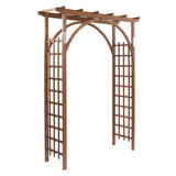VINGLI 85in Wooden Garden Arbor, Wedding Arch for Ceremony, Wood Garden Trellis for Plant Climbing, Pergola for Garden Backyard, Lawn (Dark Brown) VINGLI