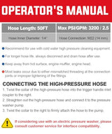 YAMATIC Kink Resistant Pressure Washer Hose 50FT 1/4" M22 Brass Fitting Power Washer Hose Replacement for Ryobi, Troy Bilt, Greenworks, CRAFTSMAN Most Brand Power Washer, 3200 PSI YAMATIC