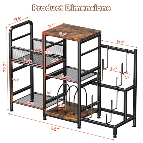 POKIPO Large Record Player Stand, Vinyl Record Storage Holds up to 400+ Albums, 3 Tier Turntable Stand with Display Shelf, 3-in-1 Multifunctional Record Player Cabinet Media Console Table for Stereo POKIPO