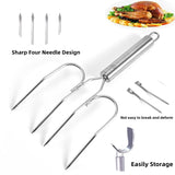 Thanksgiving Turkey & Roast Lifters, Stainless Steel Roaster Forks, Transfer Chicken or Ham Poultry Lifters Easily, Four Needle Meat Fork, Set of 2 TripleLife