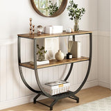 GILLAS 3 Tier Console Tables, 30" Height Entryway Table, Sofa Table Behind Couch, Industrial Entryway Furniture TV Stand with Storage for Living Room, Easy No-Extra-Tools Assembly, Rustic Brown GILLAS