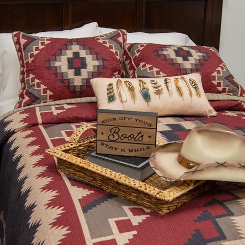 Donna Sharp Queen Bedding Set - 3 Piece - Mojave Red Southwest Quilt Set with Queen Quilt and Two Standard Pillow Shams - Machine Washable Donna Sharp