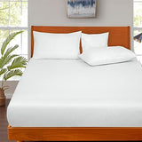 ROYALE LINENS 300 Thread Count 100% Long Staple Combed Cotton Fitted Sheet Full - Super Soft Deep Pocket Bottom Sheet - Fitted Sheets Only - Elastic Sheets (Full, White) ROYALE LINENS