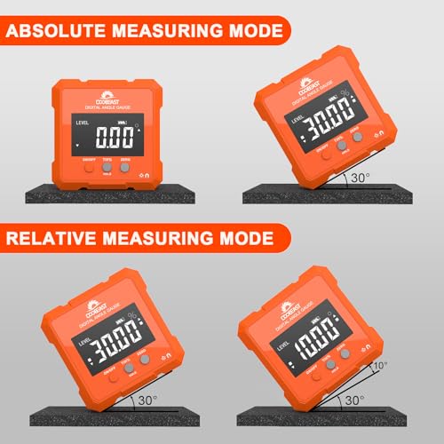 Coobeast Digital Angle Finder, Digital Level Angle Gauge with Backlight & Magnetic Base Compact Digital Protractor Angle Measuring Tool Inclinometer for Woodworking Construction Table Saw Gif - WoodArtSupply