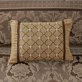 Madison Park Bellagio Cozy Comforter Set - Luxurious Jaquard Traditional Damask Design, All Season Down Alternative Bedding with Matching Shams, Decorative Pillow, Queen(90"x90"), Brown/Gold 7 Piece Madison Park