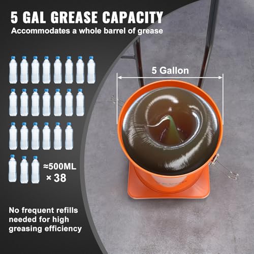 VEVOR Grease Pump, 5 Gallon Air Grease Pump with 13 ft High Pressure Hose and Grease Gun, 20L Pneumatic Grease Pump with Wheels, Portable Lubrication Grease Pump VEVOR