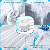Lunsing Soft Queen Waterproof Mattress Protector, Breathable Queen Size Mattress Pad Cover, 6-18 Inches Deep Pocket, White Lunsing