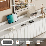 GarveeHome Queen Floating Bed Frame with RGB LED Lights & Charging Station, Upholstered Platform Bed Frame wth Storage Headboard, 50" Tall Headboard Bed Frame Queen Size No Box Spring Needed, White GarveeHome