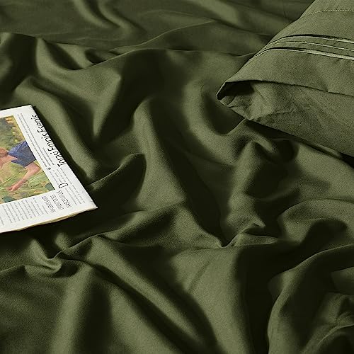 Homiest Extra Deep Pocket King Size Sheets Set, 6 Pieces Soft Olive Green Sheets 18-24 Inch Deep Pocket Bed Sheets, Hotel Luxury 1800 Thread Count Microfiber Bed Set Fits Ultra Deep Mattress Homiest