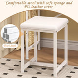 X-cosrack Small Makeup Vanity Desk with Mirror & Chair, Mini Vanity Desk Table Set with Fabric Storage Drawer, 19.7" Compact Vanity Desk for Girls, Dressing Table with Chair for Bedroom, White X-cosrack