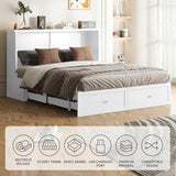 CECER Queen Size Murphy Bed with Storage & Charging Station,Multi-Functional Murphy Cabinet Bed with Mattress Included for Bedroom/Guest Room/Small Space,Easy Assembly -White CECER