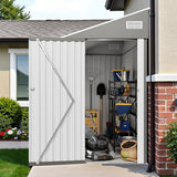 NicBex Heavy-Duty Lockable 4x8 Lean to Metal Shed - Weather Resistant Outdoor Lean to Shed with Vents & Door - Grey, Wall Side Design Sheds for Lawn Mowers, Bikes, Firewood & Animal Shelters NicBex