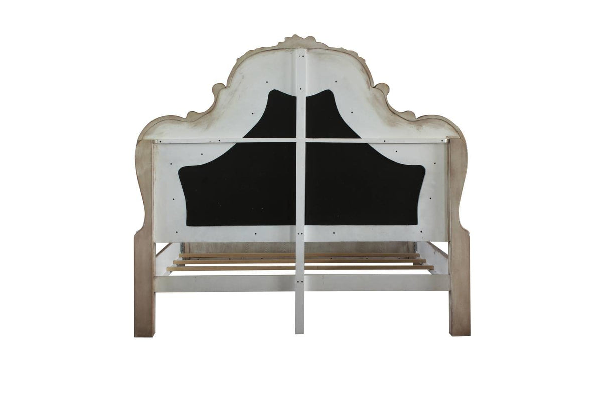 Acme Dresden Wooden Upholstered Eastern King Bed in Vintage Bone White ACME Furniture