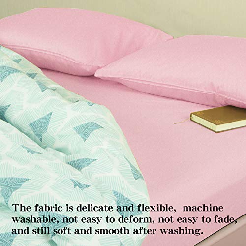 NTBAY Twin Fitted Sheet Only - Brushed Microfiber Deep Pocket Fitted Sheet - Soft, Wrinkle-Free, Fade-Resistant, Stain-Resistant, Hotel Quality Fitted Bed Sheet, Pink NTBAY