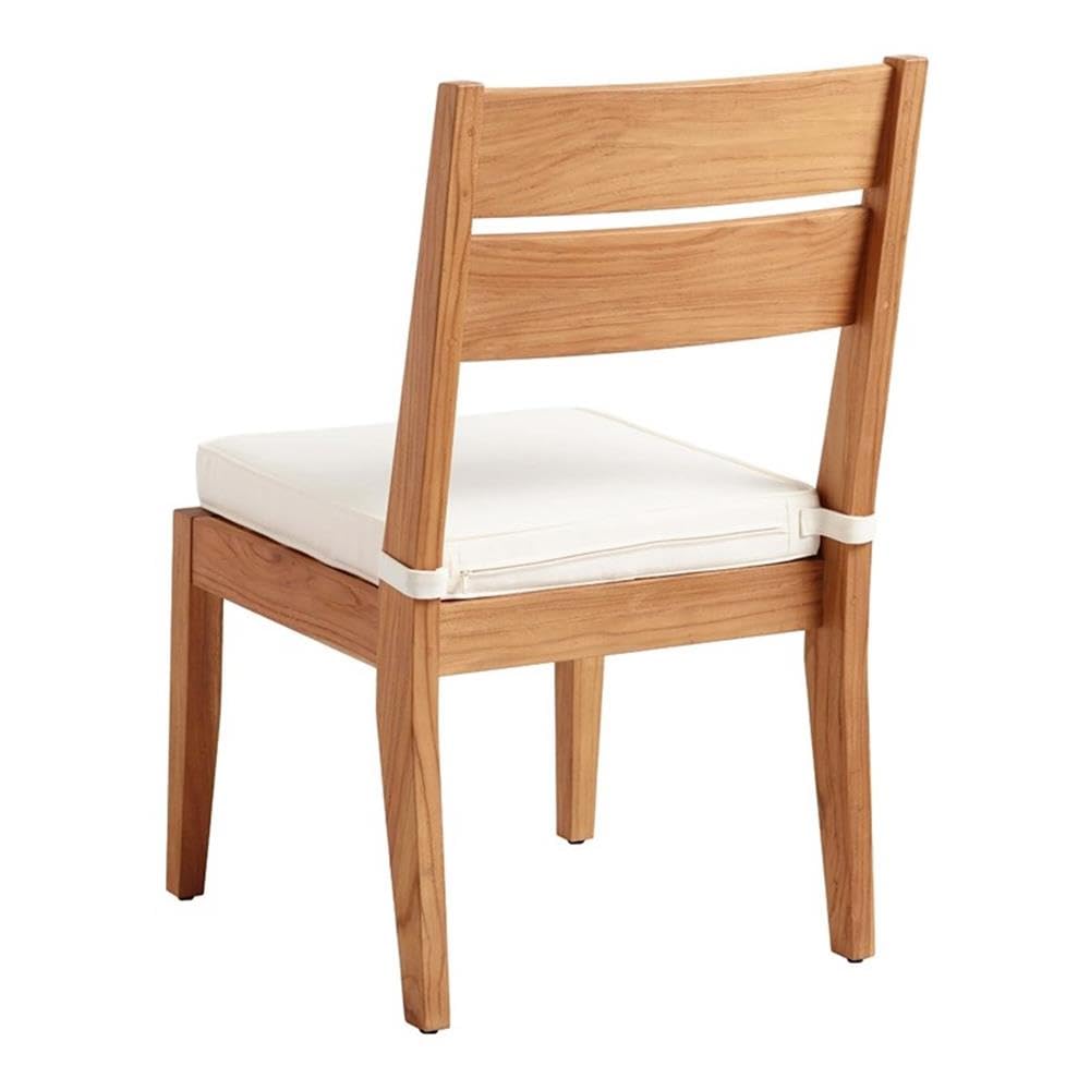 Linon Barlow Teak Outdoor Armless Set of 2 Dining Chairs and Cushions in Natural Linon
