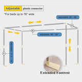 RAREFTI Canopy Bed Frame Twin Size Adjustable Bed Canopy Post Poles, Stainless Steel Bed Canopy Frame Poles for Four Corner Bed Platform Bed Bunk Bed, Silver(Canopy Frame Only) RAREFTI