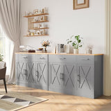 Shintenchi Modern Farmhouse Sideboard Buffet Cabinet with Storage with 3 Doors, 42"Barn Doors Buffet Cabinet with Storage, Wood Coffee Bar Cabinet with Adjustable Shelf for Kitchen, Living Room, Grey Shintenchi